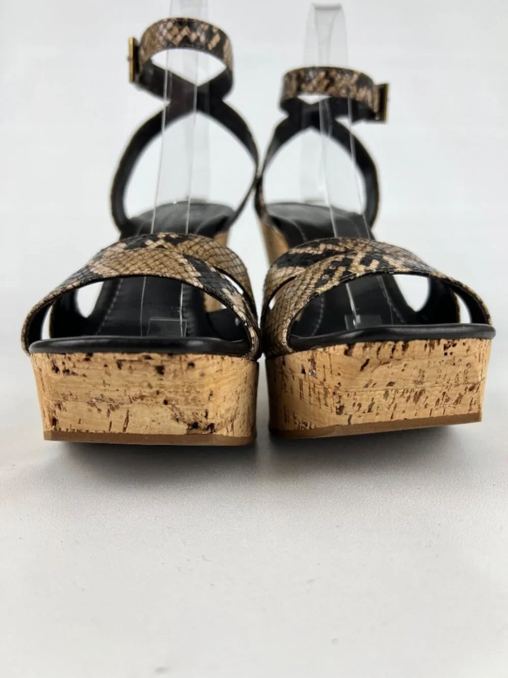 Donald J Pliner Womens Sail Platform Cork Wedge Sandals Brown Snake size 10.5